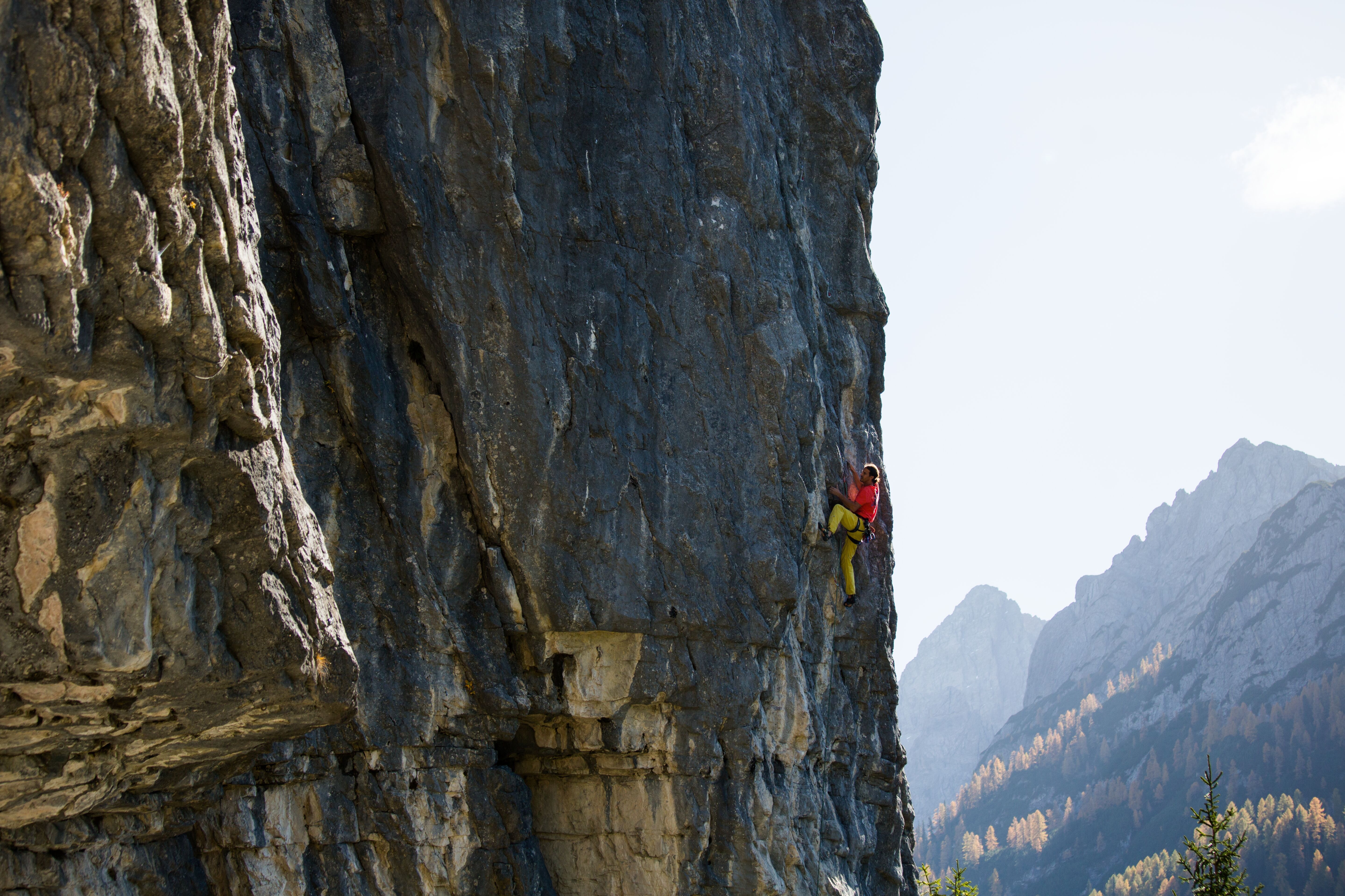 Klettern an der Dolomitenhütte. 