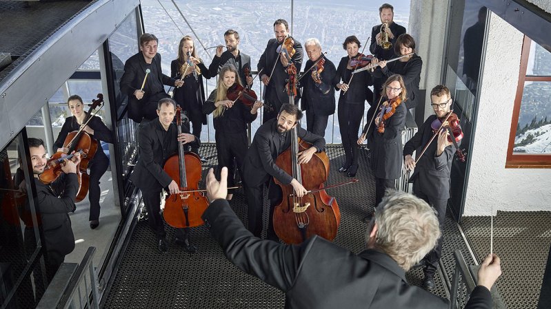 L’orchestre de chambre tyrolien InnStrumenti propose un concert sur la montagne Nordkette, © Christian Vorhofer