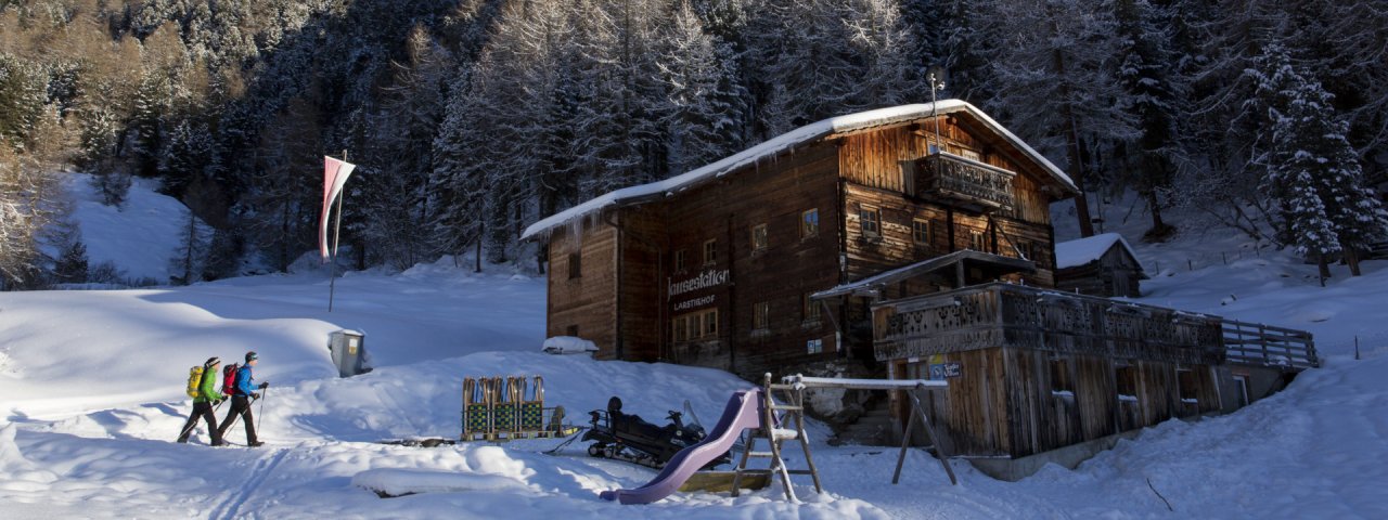 L'auberge de montagne Larstighof, but de la randonnée hivernale dans la Horlachtal, © Ötztal Tourismus