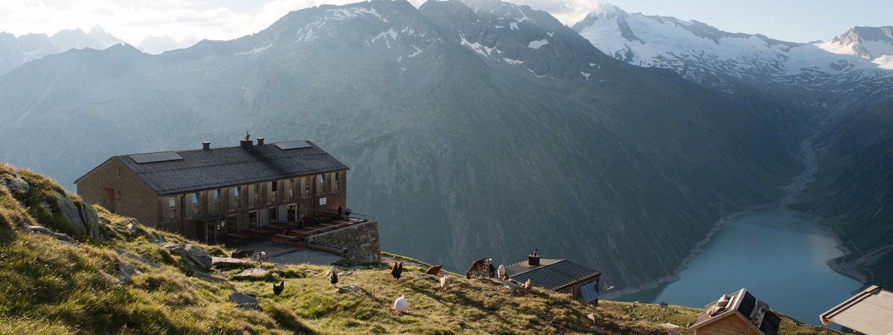 Auberge d'altitude Olperer Hütte du GR Peter-Habeler-Runde, © Tirol Werbung/Jens Schwarz